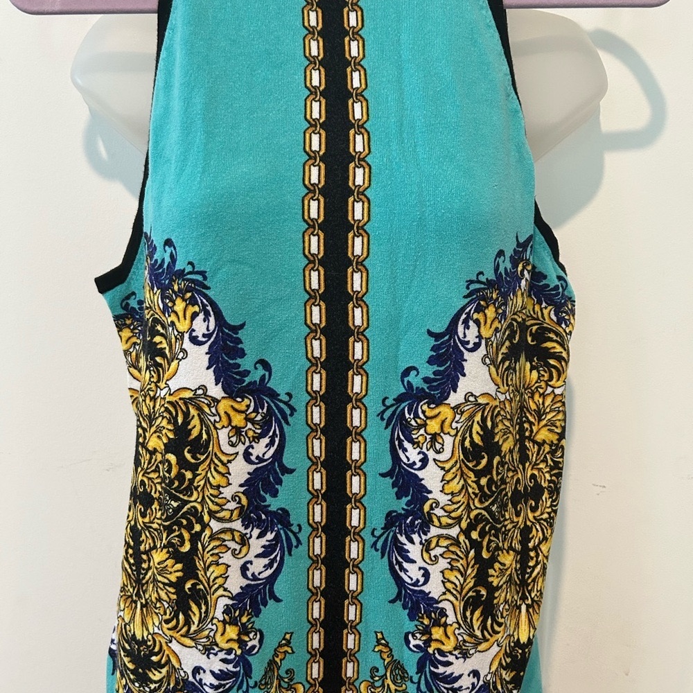 Cache Turquoise and Gold Patterned Tank Top - Picture 4 of 7